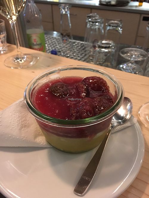 oh so amazing soy-almond pudding with berry-sauce and plums at Mezzo  in Hannover