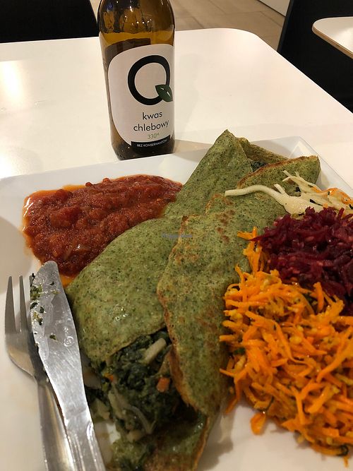 Spinach pancake at Bioway. at Bioway - Central Station in Warsaw