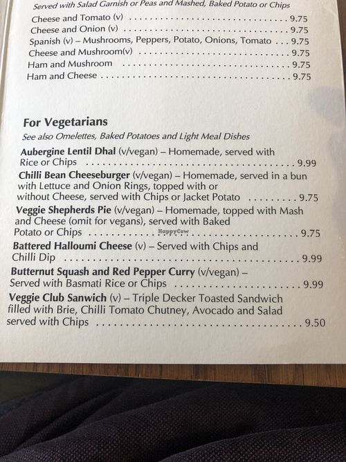 Clearly marked vegan options at The Watch House in New Quay