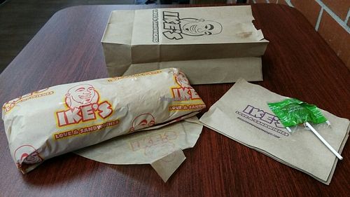 big sandwiches plus bonus caramel apple pop at Ike's in Davis