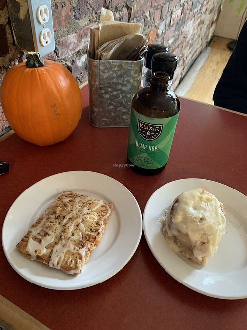 Apple butter pop tart and fresh cinnamon roll  at Flora Kitchenette in Louisville