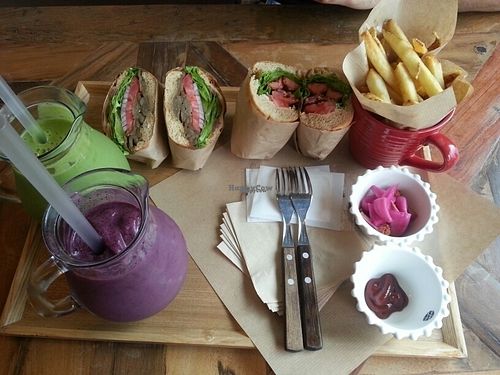 Bugogi burger and hot dog at Vege Tables in Busan