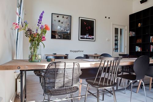 yogaFest cafe library with books to read and enjoy the time at Cafe Sage in Amsterdam