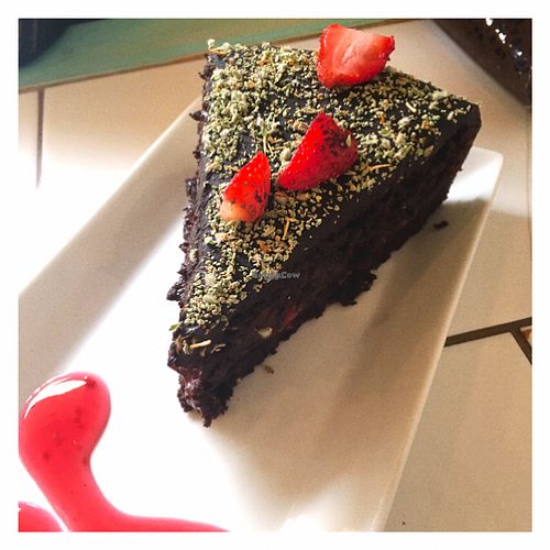 vegan chocolate 'rica rica' cake  at Bum Kaldi in San Pedro De Atacama