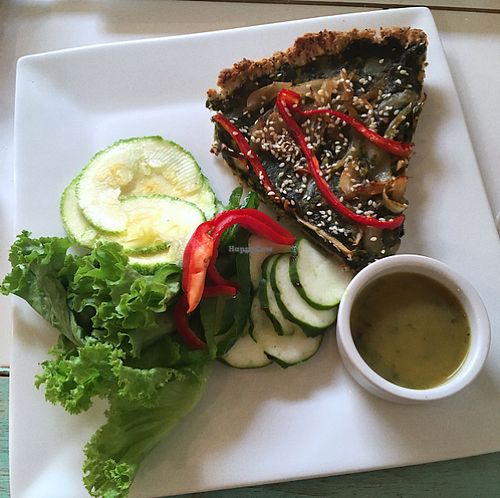vegan quiche  at Bum Kaldi in San Pedro De Atacama
