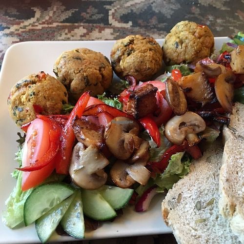 For vegans: excellent falafel plate with salad and gluten free grains optional; a tasty vegan soup--generally each day.  Yummy raw vegan cookies. at Cafe Ilmur in Akureyri