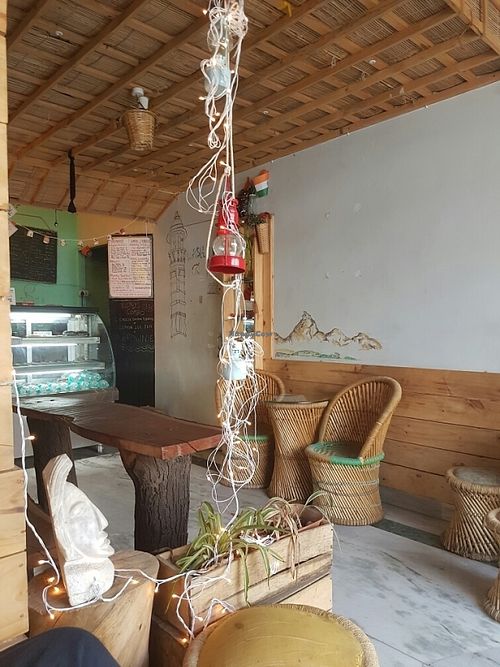 Inside the café  at Grasswood Cafe in Udaipur