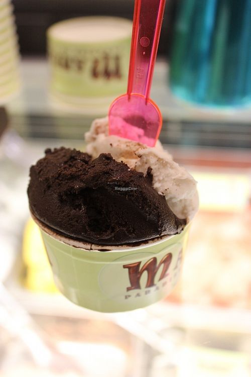 Chocolate and cinnamon vegan gelato at Manna Gelats in Barcelona