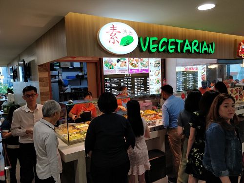 Lunch time crowd at Vegetarian at FM Food Master in Central Singapore