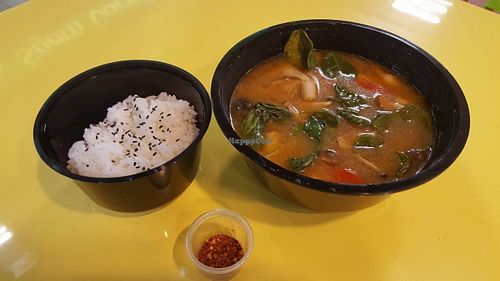 Tom Yum Soup with Rice at Vegandeli in Central Singapore