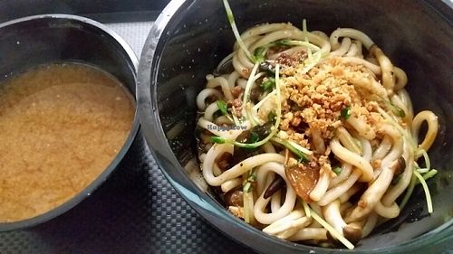 dry udon noodle at Vegandeli in Central Singapore