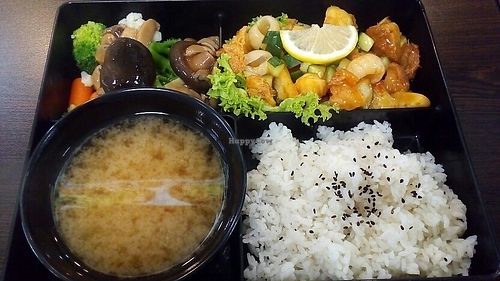 Lemon Chicken Bento at Vegandeli in Central Singapore