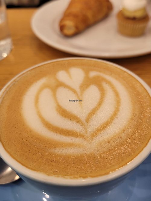 Cappuccino with plain croissant and mini muffin at Cloud Cakes - Mandar in Paris