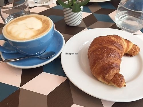 Cappuccino and croissant  at Cloud Cakes - Mandar in Paris