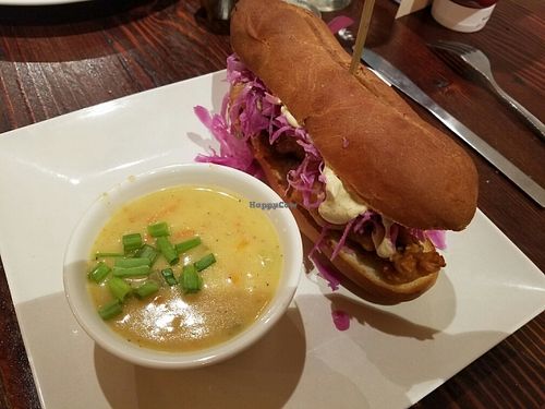 Mushroom Po Boy  & Dill Pickle Soup  at The Angry Baker - King Ave in Columbus