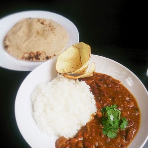 beans curry with rice and whole wheat flour chapati @780yen at Doon Shokudo Indoyama in Matsumoto