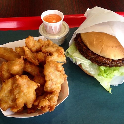Double patty burger & popcorn chicken  at VegeWay in Las Vegas