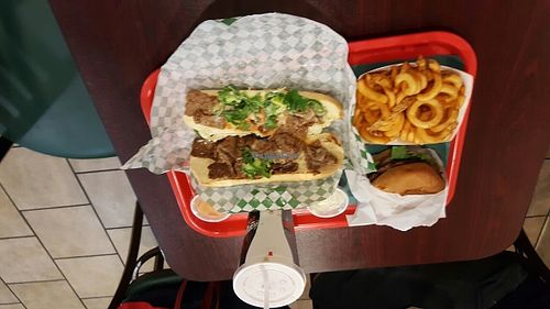 curly fries, chicken burger, vegan beef sandwich  at VegeWay in Las Vegas