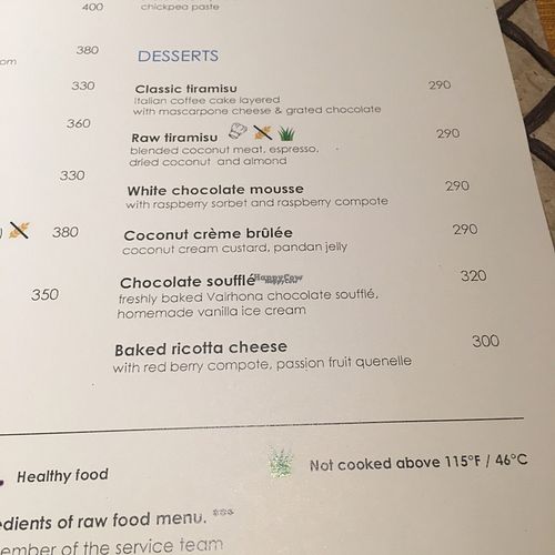 desserts menu at The Coast in Pak Nam Pran