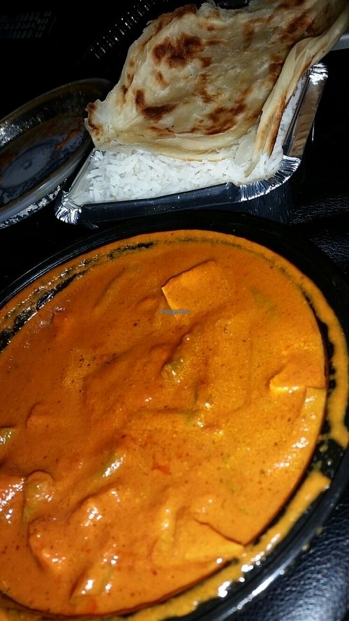 Vegan Tofu Tikka Masala and Paratha at Manjal Indian Fusion in Fair Lawn