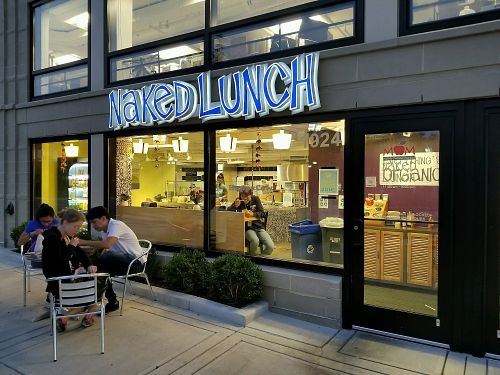 with Happycow sticker at Naked Lunch in Arlington