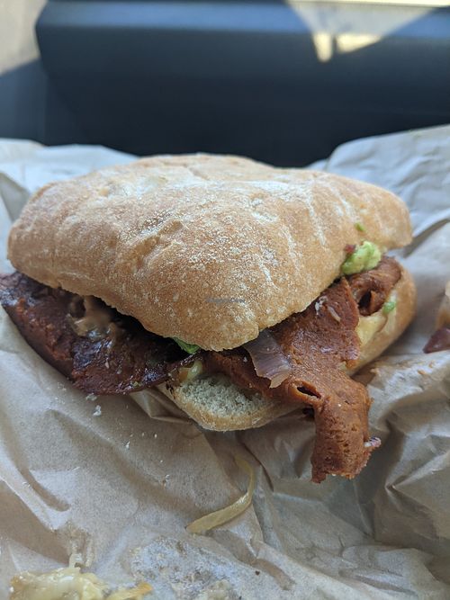 Vegan Avocado Reuben. I wasn't crazy about the Field Roast meat thing. My mom loved it though. 🤔 at Lassens Natural Foods & Vitamins in Ventura