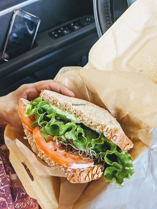 Vegan Avocado Sandwich from the deli. Perfect with coffee. at Lassens Natural Foods & Vitamins in Ventura