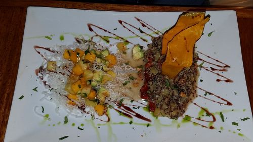 salty vegan plate at Tree House in Aguas Calientes