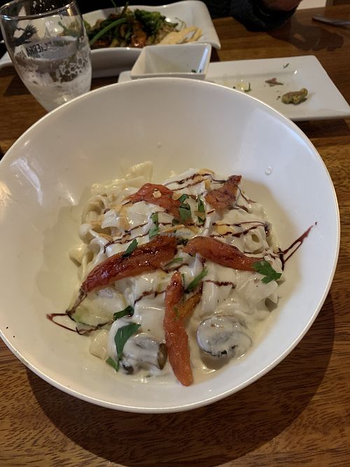 Pasta with vegatables at Tree House in Aguas Calientes