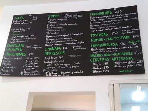 carta at Sweet Paradise in Tenerife