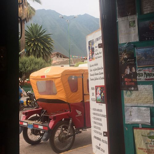the view from our table  at Amores Brujos in Urubamba