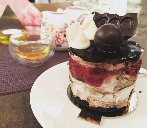 cherry chocolate cake! at Tea Wan in Tallinn