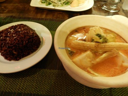Masaman curry and black rice at Dragon & Phoenix in Chiang Mai