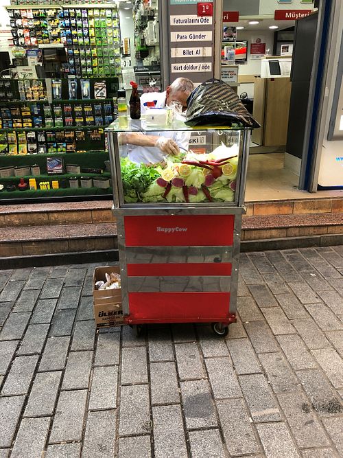 Food Stand at Huseyin Abi Etsiz Cig Kofte in Istanbul