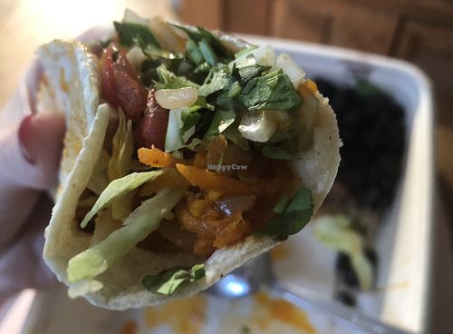 Closeup of the Carrot Tinga Tacos   at Areceli's in Woking