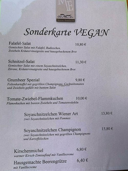 Vegane Karte at Gutsschanke Mengel-Eppelmann in Stadecken Elsheim