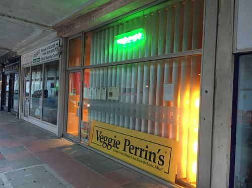 Outside at Veggie Perrins in Plymouth