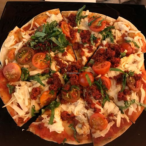 Vegan soyrizo pizza at Marcial by Mako in Cabo San Lucas