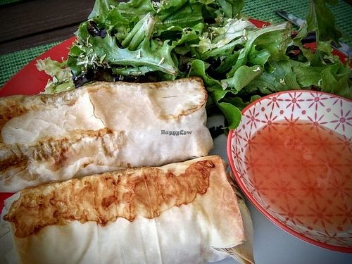 Vegan Spring Rolls (Crepes Chines) with broccoli and cauliflower. at Flor das Laranjeiras by Algarve Gardens in Portimao