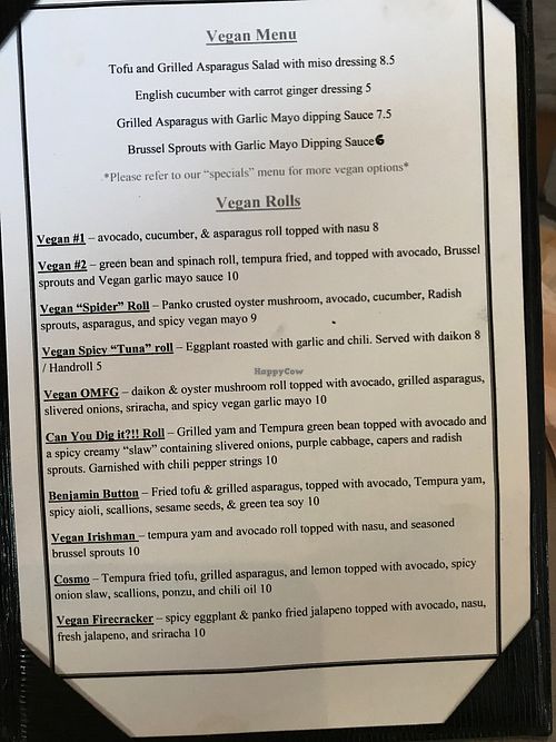 Ask for their vegan menu at Midtown Sushi in Sacramento