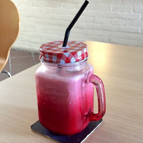 Mixed berries soy milkshake  at Veggielicious Cafe in Penang