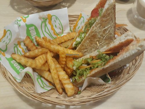 Salad sandwich with chips at Veggielicious Cafe in Penang