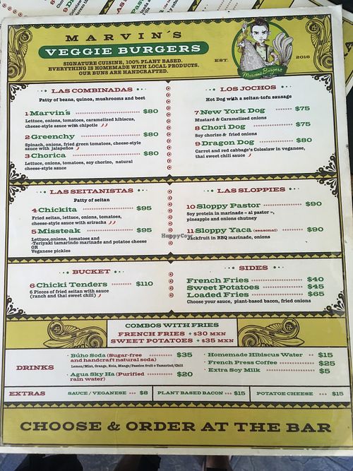 Menu - october 2018 at Marvin's Burgers in Playa Del Carmen