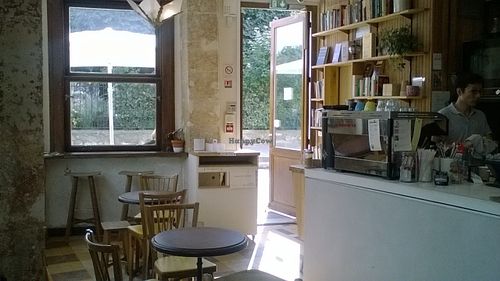 inside at Shakespeare and Company Cafe in Paris
