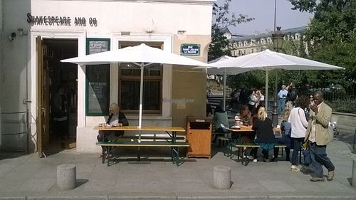 outside at Shakespeare and Company Cafe in Paris