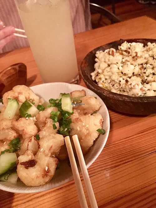Korean Fried Cauliflower (no sauce) and Nori popcorn  at Dashi in Durham