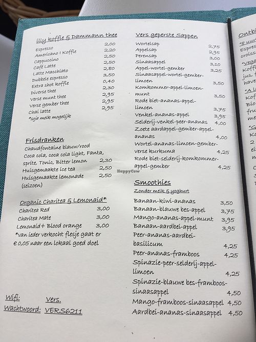 menu 5th August 2017 at Vers in Maastricht