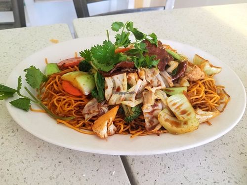 My daughter loves noodles so we ordered the chow mein it had so much flavor, was very filling.  at Loving Hut in Garden Grove