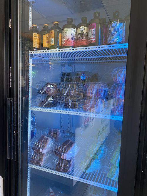 Various Cake Offerings and Kombucha  at Loving Hut in Garden Grove