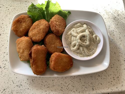 Soy chicken nuggets with vegan ranch  at Loving Hut in Garden Grove